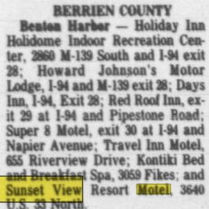 Angelos Sunset View Motel - Apr 24 1987 Article (newer photo)